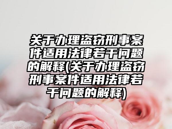 关于办理盗窃刑事案件适用法律若干问题的解释(关于办理盗窃刑事案件适用法律若干问题的解释)