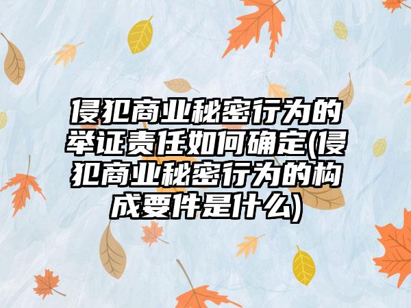 侵犯商业秘密行为的举证责任如何确定(侵犯商业秘密行为的构成要件是什么)