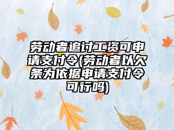劳动者追讨工资可申请支付令(劳动者以欠条为依据申请支付令可行吗)