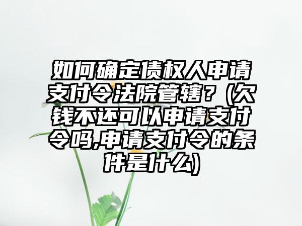 如何确定债权人申请支付令法院管辖？(欠钱不还可以申请支付令吗,申请支付令的条件是什么)