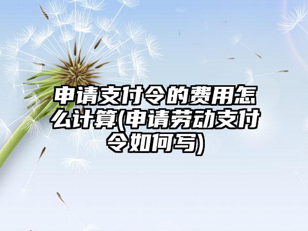 申请支付令的费用怎么计算(申请劳动支付令如何写)