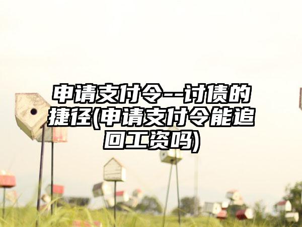 申请支付令--讨债的捷径(申请支付令能追回工资吗)