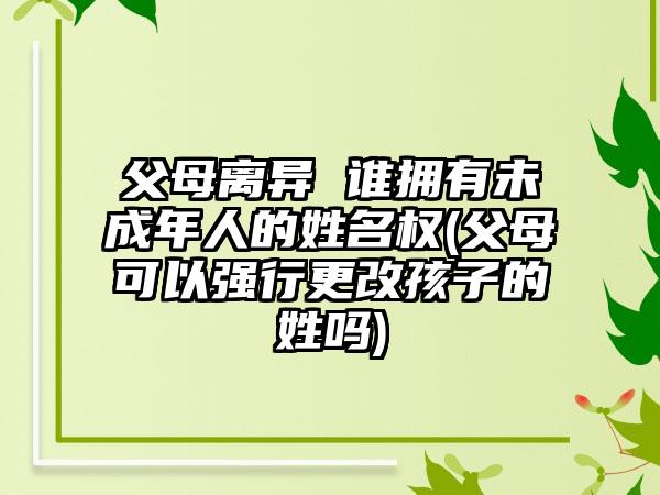 父母离异 谁拥有未成年人的姓名权(父母可以强行更改孩子的姓吗)