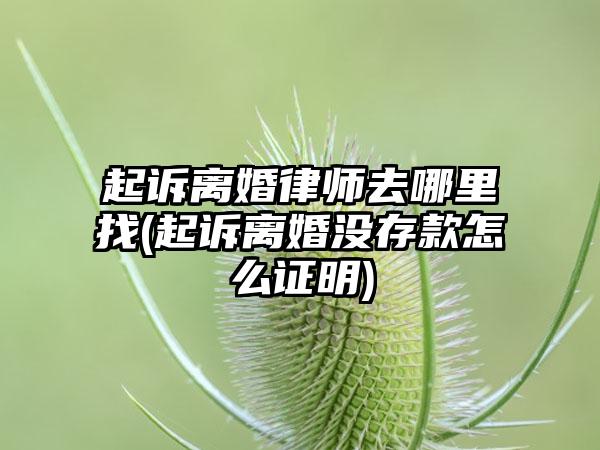 起诉离婚律师去哪里找(起诉离婚没存款怎么证明)