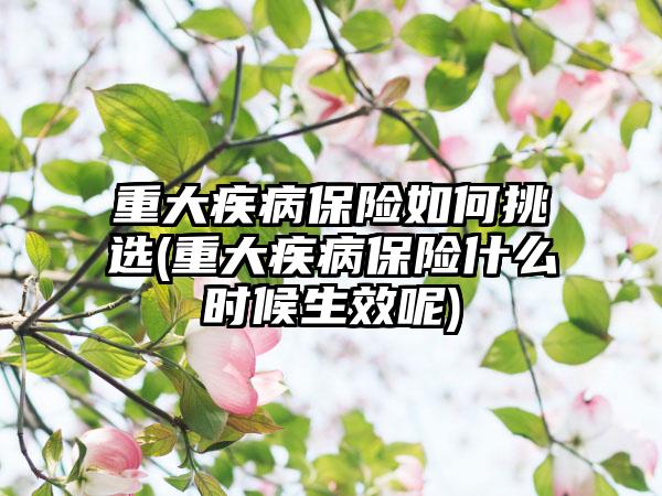 重大疾病保险如何挑选(重大疾病保险什么时候生效呢)