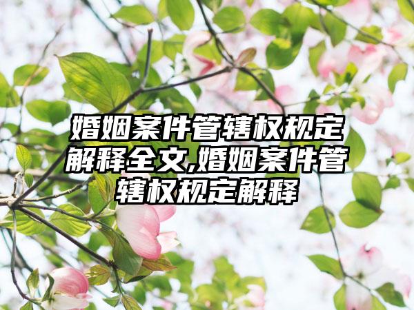 婚姻案件管辖权规定解释全文,婚姻案件管辖权规定解释