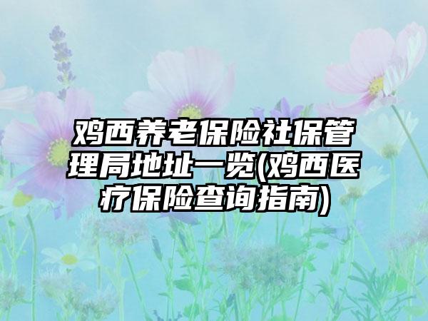 鸡西养老保险社保管理局地址一览(鸡西医疗保险查询指南)