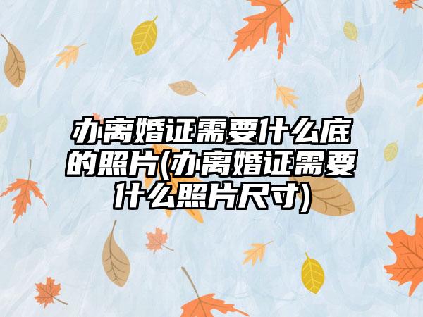 办离婚证需要什么底的照片(办离婚证需要什么照片尺寸)