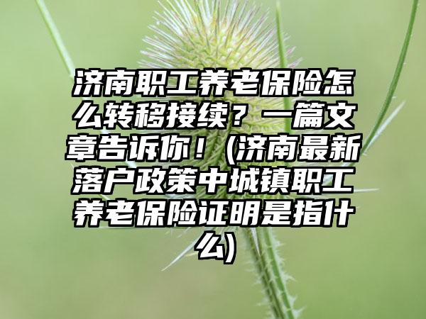 济南职工养老保险怎么转移接续？一篇文章告诉你！(济南最新落户政策中城镇职工养老保险证明是指什么)