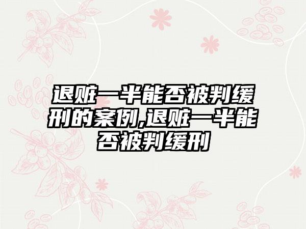 退赃一半能否被判缓刑的案例,退赃一半能否被判缓刑