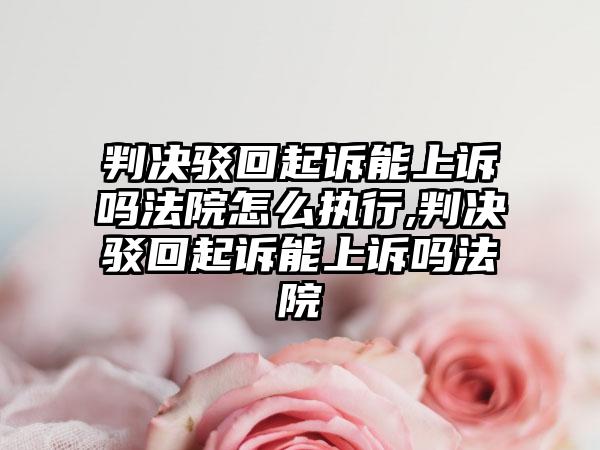 判决驳回起诉能上诉吗法院怎么执行,判决驳回起诉能上诉吗法院