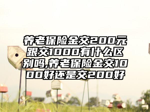 养老保险金交200元跟交1000有什么区别吗,养老保险金交1000好还是交200好