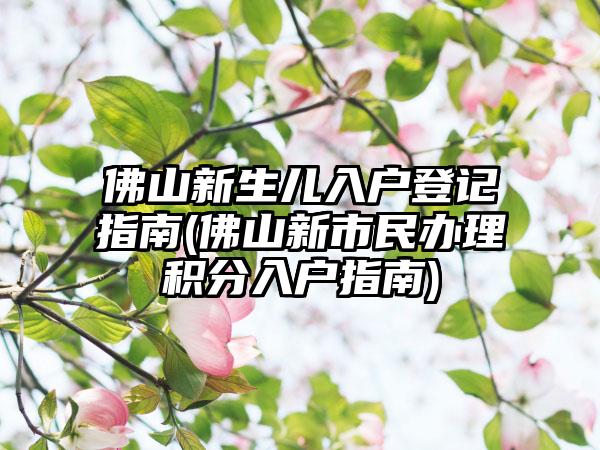 佛山新生儿入户登记指南(佛山新市民办理积分入户指南)