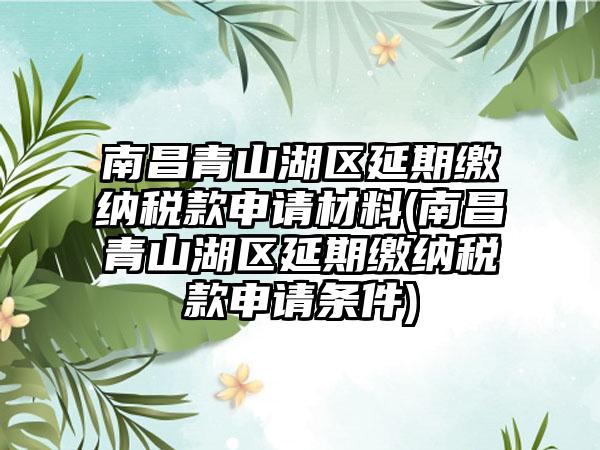 南昌青山湖区延期缴纳税款申请材料(南昌青山湖区延期缴纳税款申请条件)