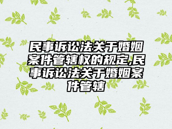 民事诉讼法关于婚姻案件管辖权的规定,民事诉讼法关于婚姻案件管辖