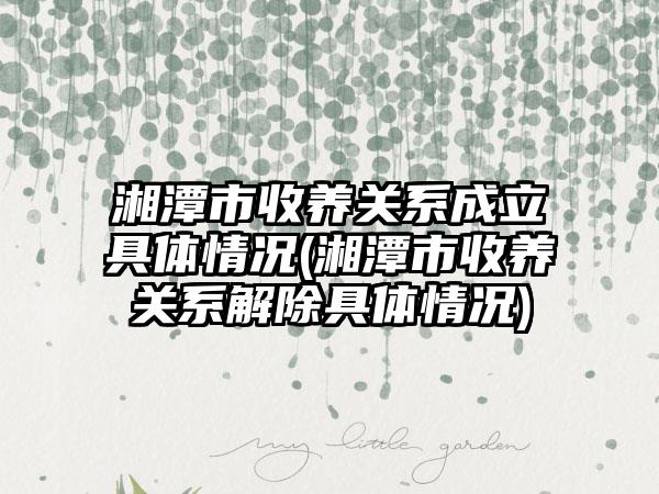 湘潭市收养关系成立具体情况(湘潭市收养关系解除具体情况)