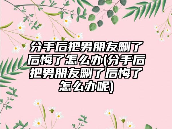 分手后把男朋友删了后悔了怎么办(分手后把男朋友删了后悔了怎么办呢)