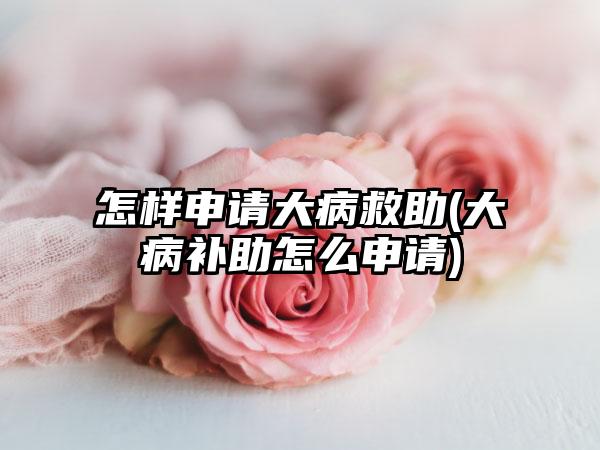 怎样申请大病救助(大病补助怎么申请)
