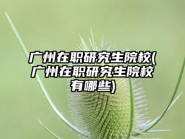 广州在职研究生院校(广州在职研究生院校有哪些)