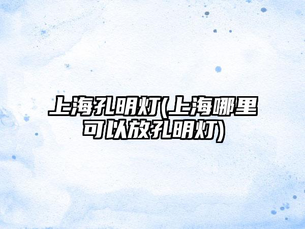 上海孔明灯(上海哪里可以放孔明灯)