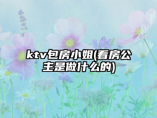 ktv包房小姐(看房公主是做什么的)