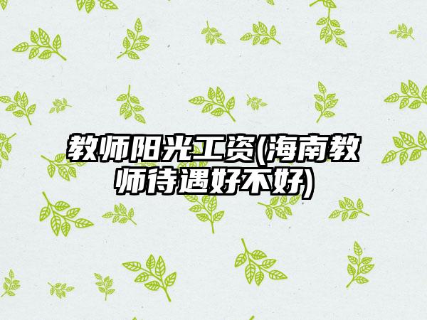 教师阳光工资(海南教师待遇好不好)