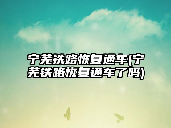 宁芜铁路恢复通车(宁芜铁路恢复通车了吗)