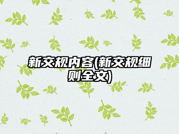 新交规内容(新交规细则全文)