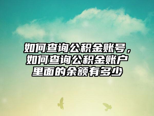 如何查询公积金账号,如何查询公积金账户里面的余额有多少