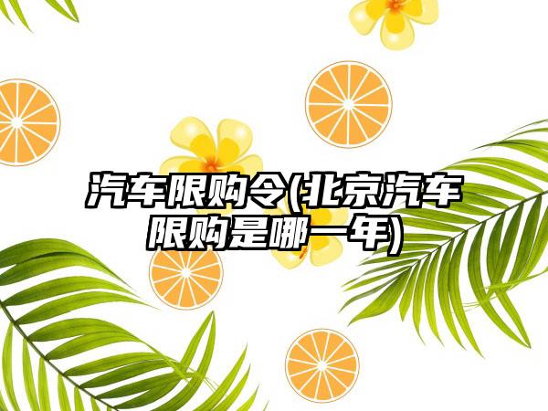 汽车限购令(北京汽车限购是哪一年)