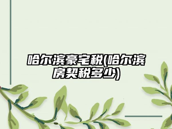 哈尔滨豪宅税(哈尔滨房契税多少)