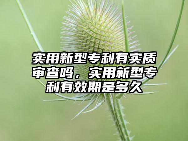 实用新型专利有实质审查吗，实用新型专利有效期是多久