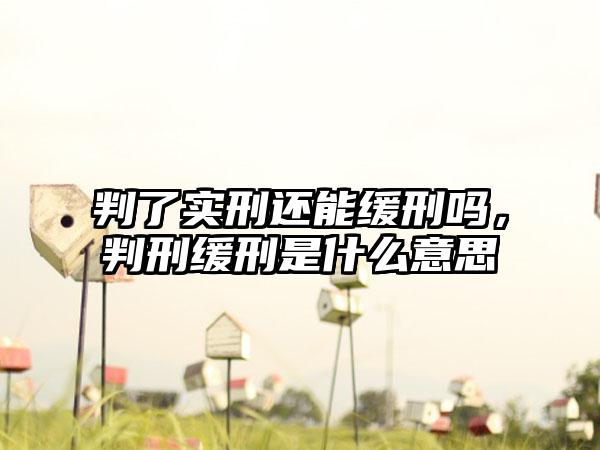 判了实刑还能缓刑吗，判刑缓刑是什么意思