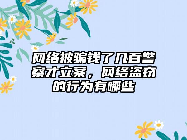 网络被骗钱了几百警察才立案，网络盗窃的行为有哪些