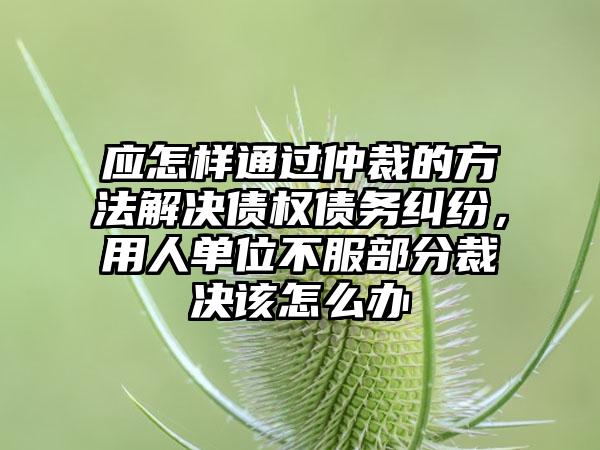 应怎样通过仲裁的方法解决债权债务纠纷，用人单位不服部分裁决该怎么办