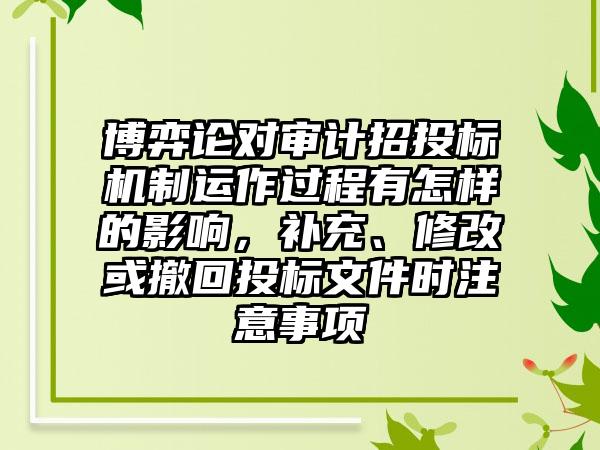 博弈论对审计招投标机制运作过程有怎样的影响，补充、修改或撤回投标文件时注意事项