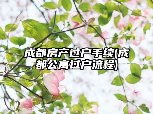 成都房产过户手续(成都公寓过户流程)