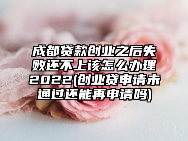 成都贷款创业之后失败还不上该怎么办理2022(创业贷申请未通过还能再申请吗)