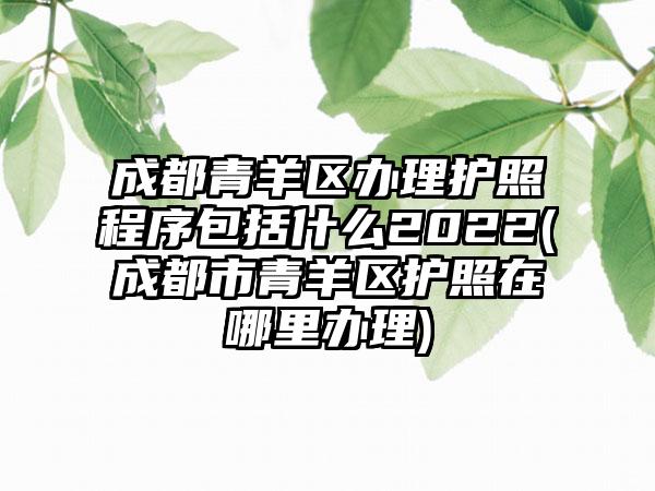成都青羊区办理护照程序包括什么2022(成都市青羊区护照在哪里办理)