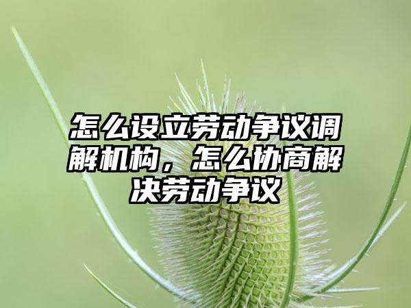 怎么设立劳动争议调解机构，怎么协商解决劳动争议