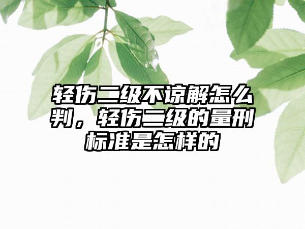 轻伤二级不谅解怎么判，轻伤二级的量刑标准是怎样的