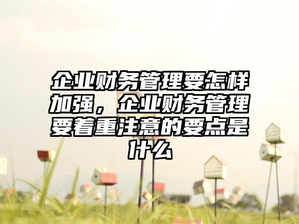 企业财务管理要怎样加强，企业财务管理要着重注意的要点是什么