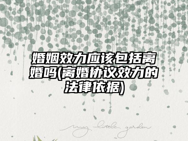 婚姻效力应该包括离婚吗(离婚协议效力的法律依据)