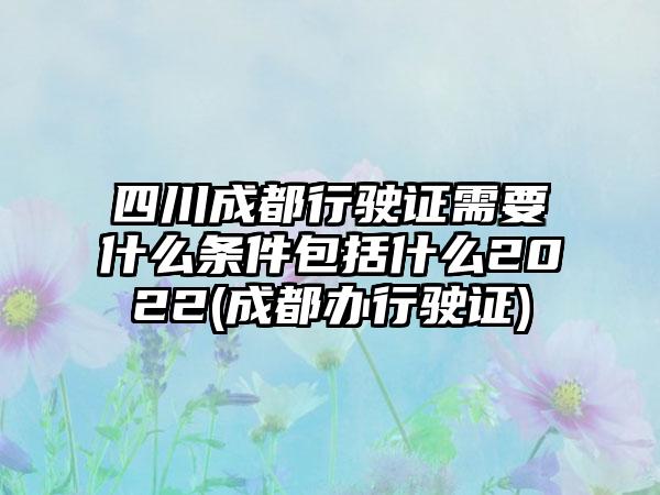 四川成都行驶证需要什么条件包括什么2022(成都办行驶证)