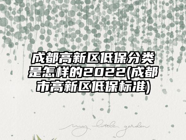 成都高新区低保分类是怎样的2022(成都市高新区低保标准)