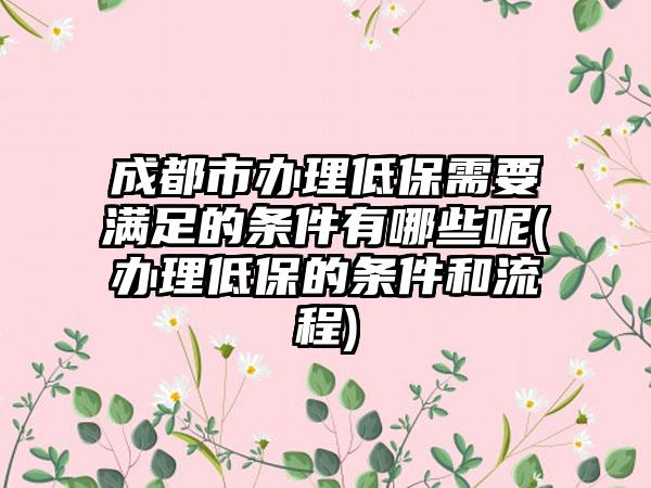 成都市办理低保需要满足的条件有哪些呢(办理低保的条件和流程)