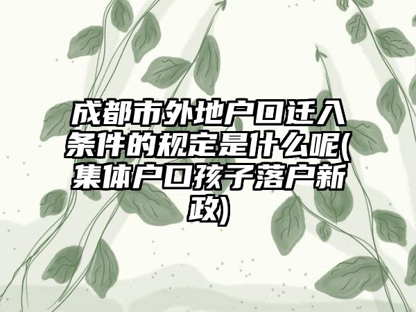成都市外地户口迁入条件的规定是什么呢(集体户口孩子落户新政)