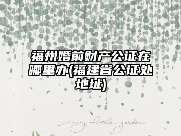 福州婚前财产公证在哪里办(福建省公证处地址)