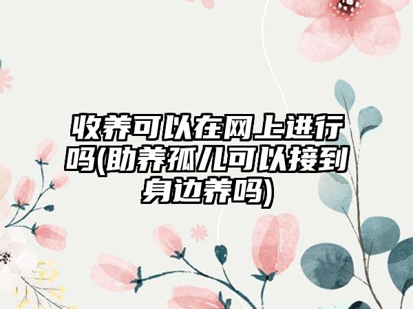 收养可以在网上进行吗(助养孤儿可以接到身边养吗)