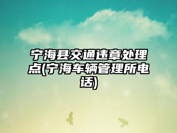 宁海县交通违章处理点(宁海车辆管理所电话)